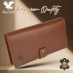 Long Leather Wallet | Mobile Phone Pocket | Brown - Image 3