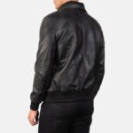 Pearl Black | Bomber Leather Jacket | Men - Image 2