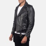 Plain Black | Motorbike Leather Jacket | Men - Image 3