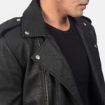 Plain Black | Biker Leather Jacket | Men - Image 4