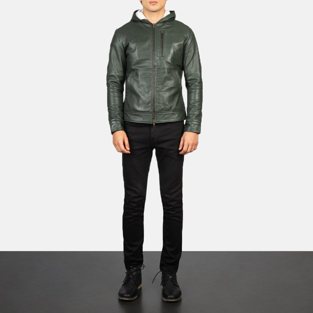 Men's+Baston+Green+Hooded+Leather+Bomber+Jacket+Full+Length-2-1634135593615 Ambrose Green Leather Bomber Jackets