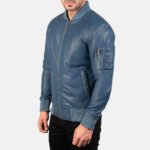 Blue Leather Bomber Jackets