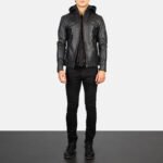HeroPro Black | Hooded Leather Biker Jacket | Men - Image 3