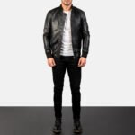 Simple Black | Bomber Leather Jacket | Men - Image 2