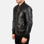 Ash Black | Bomber Leather Jacket | Men - Image 2