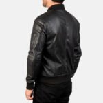 Simple Black | Bomber Leather Jacket | Men - Image 3