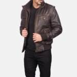 Chocolate Brown | Bomber Leather Jacket | Men - Image 3