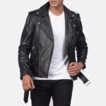 Plain Black | Motorbike Leather Jacket | Men - Image 5