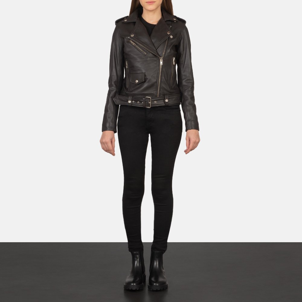 Women's+Alison+Brown+Leather+Biker+Jacket+Full+Length-2-1659370478763 Chocolate Brown | Leather Jacket | Women - Image 1